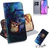 Voor Xiaomi Redmi 9 Gekleurde Tekening Horizontale Flip Leren Case met Houder & Kaartsleuf & Portemonnee (Olieverf Uil)