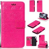 Voor Xiaomi Redmi 7A Olifant Embossing Horizontale Flip Leren Case met Houder & Kaartsleuven & Portemonnee & Lanyard (Rose Rood)