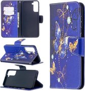 Voor Samsung Galaxy S30 Plus Gekleurde Tekening Patroon Horizontale Flip Leren Case met Houder & Kaartsleuven & Portemonnee (Paarse Vlinder)