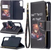 Voor Samsung Galaxy S30 Plus Gekleurde Tekening Patroon Rits Horizontale Flip Leren Case met Houder & Kaartsleuven & Portemonnee (Beer)