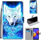 Voor Samsung Galaxy A01 Core Gekleurde Tekening Cross Textuur Horizontale Flip PU Lederen Case met Houder & Kaartsleuven & Portemonnee & Lanyard (Dick Rose Wolf)