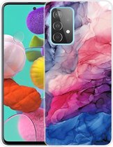 Voor Samsung Galaxy A52 5G marmeren schokbestendige TPU beschermhoes (abstract rood)