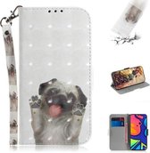 Voor Samsung Galaxy F41 3D Gekleurde Tekening Horizontale Flip Leren Case met Houder & Kaartsleuven & Portemonnee & Lanyard (Pug)