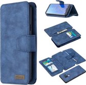 Voor Samsung Galaxy S9 Plus Afneembare Frosted Magnetische Horizontale Flip PU lederen tas met kaartsleuven & houder & rits Portemonnee & fotolijst (blauw)