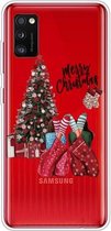 Voor Samsung Galaxy A41 Christmas Series Clear TPU beschermhoes (kerstpyjama)