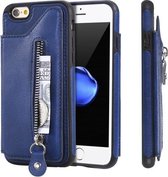 Voor iPhone 6 effen kleur dubbele gesp rits schokbestendige beschermhoes (blauw)