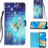 Voor Xiaomi Redmi Note 9S 3D Schilderen Horizontale Flip Leren Case met Houder & Kaartsleuf & Lanyard (Gouden Vlinder)