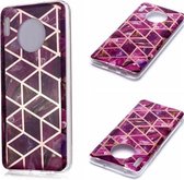 Voor Huawei Mate 30 Pro Plating Marble Pattern Soft TPU beschermhoes (paars)