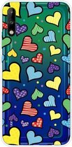 Voor Huawei P40 Lite E schokbestendig geverfd transparant TPU beschermhoes (harten)