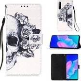 Voor Huawei P40 Lite E / Y7P 3D Schilderen Horizontale Flip Leren Case met Houder & Kaartsleuf & Lanyard (Schedel)