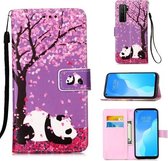 Voor Huawei nova 7 SE Schilderen Horizontale Flip Leren Case met Houder & Kaartsleuf & Portemonnee & Lanyard (Sakura Panda)