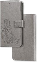 Voor Huawei Honor 30S Lucky Clover Pressed Flowers Pattern Leather Case met houder & kaartsleuven & portemonnee & draagriem (grijs)