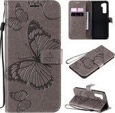 Voor Huawei Nova 7 SE / P40 Lite 5G 3D Vlinders Embossing Patroon Horizontale Flip Leren Case met Houder & Kaartsleuf & Portemonnee (Grijs)