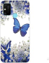 Voor Huawei Honor 9A gekleurd tekeningpatroon zeer transparant TPU beschermhoes (paarse vlinder)