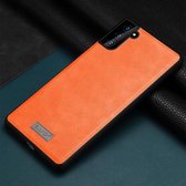 Voor Samsung Galaxy S21 5G SULADA schokbestendig TPU + handgemaakte lederen beschermhoes (oranje)