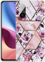Voor Xiaomi Redmi K40 Pro Max Frosted Fashion Marble Shockproof TPU beschermhoes (Rhombus Rose)