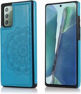 Voor Samsung Galaxy Note20 Mandala-patroon met dubbele gesp PU + TPU-beschermhoes met kaartsleuven en houder & fotolijst (blauw)