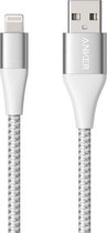 ANKER A8452 Powerline + II USB naar 8-pins Apple MFI gecertificeerde nylon trekbare karren Oplaadgegevenskabel, lengte: 0,9 m (zilver)