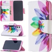 Voor iPhone 12 mini Gekleurd tekeningpatroon Horizontaal leren flip-hoesje met houder & kaartsleuven & portemonnee (zonnebloem)