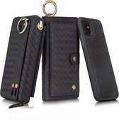 Voor iPhone 11 POLA Multifunctioneel Fashion Weave Magnetisch Horizontaal Flip Leren Hoesje met Kaartsleuven & Portemonnee & Fotolijst & Lanyard (Zwart)