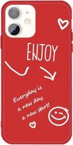 Voor iPhone 11 Geniet van Emoticon Hartvormig Patroon Kleurrijke Frosted TPU Telefoon Beschermhoes (Rood)