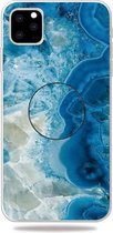 3D Marble Soft Silicone TPU Case Cover met beugel voor iPhone 11 (lichtblauw)