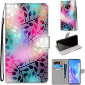 Voor Huawei Enjoy 20 Plus Gekleurde Tekening Cross Textuur Horizontale Flip PU Lederen Case met Houder & Kaartsleuven & Portemonnee & Lanyard (Doorschijnend Glas)