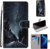 Voor Huawei Honor X10 / X10 Pro Gekleurde Tekening Cross Textuur Horizontale Flip PU Lederen Case met Houder & Kaartsleuven & Portemonnee & Lanyard (Mountain Road Sterrenhemel)