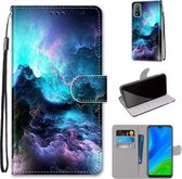 Voor Huawei P Smart (2020) Gekleurde tekening Cross Texture Horizontale Flip PU lederen hoes met houder & kaartsleuven & portemonnee & lanyard (kleurrijke wolken)