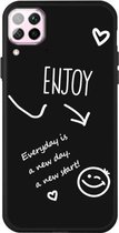 Voor Huawei P40 Lite 4G Geniet van Smiley Heart Pattern Shockproof TPU Case (Zwart)