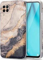 Voor Huawei P40 Lite TPU Gilt Marble Pattern beschermhoes (zwartgrijs)