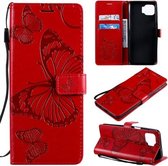 Voor Motorola Moto G 5G Plus 3D Vlinders Embossing Patroon Horizontale Flip Leren Case met Houder & Kaartsleuf & Portemonnee (Rood)
