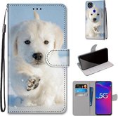 Voor ZTE Axon 11 SE 5G Gekleurde Tekening Cross Textuur Horizontale Flip PU Lederen Case met Houder & Kaartsleuven & Portemonnee & Lanyard (Sneeuw Puppy)