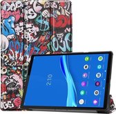 Voor Lenovo M10 Plus TB-X606F Gekleurde tekening Horizontale flip lederen tas, met drievoudige houder en slaap- / wekfunctie (graffiti)
