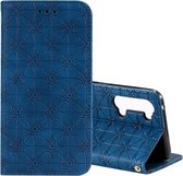 Voor Oppo Reno3 / Find X2 Lite Lucky Flowers Embossing Pattern Magnetische horizontale flip lederen tas met houder & kaartsleuven (blauw)