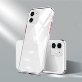 Voor iPhone 12 mini Color Button Clear Volledige dekking Schokbestendig TPU-hoesje (transparant + rood)