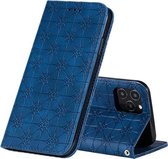 Voor iPhone 12/12 Pro Lucky Flowers Embossing Pattern Magnetische horizontale flip lederen tas met houder en kaartsleuven (donkerblauw)