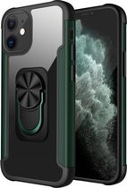 Voor iPhone 12 Pro Max R-JUST PC + TPU + metalen schokbestendige beschermhoes met ringhouder (groen)