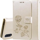 Voor Galaxy A01 Rose reliëf horizontale flip PU lederen tas met houder & kaartsleuven & portemonnee (goud)