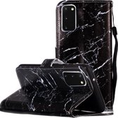 Voor Galaxy A71 Geschilderd patroon horizontaal Flip lederen tas met houder & kaartsleuven & portemonnee (zwart marmer)