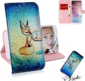 Gekleurde tekening patroon Kleurrijke magnetische gesp Horizontale flip PU lederen tas met houder & kaartsleuven & portemonnee & lanyard voor Galaxy Note 10+ / 10+ 5G (Fox)