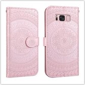 Voor Galaxy A70 Pressed Printing Pattern Horizontale Flip PU lederen tas met houder & kaartsleuven & portemonnee & & lanyard (roze)