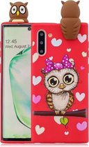 Voor Galaxy Note 10 schokbestendige Cartoon TPU beschermhoes (rode uil)