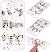 Cartoon patroon goudfolie stijl Dropping Glue TPU zachte beschermhoes voor Galaxy A40 (Panda)