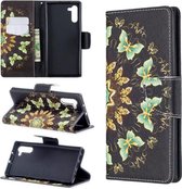 Gekleurde tekening patroon horizontale flip lederen tas met houder & kaartsleuven & portemonnee voor Galaxy Note10 (halfronde vlinders)