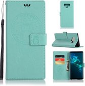 Windgong Uil Embossing Patroon Horizontale Flip lederen tas met houder & kaartsleuven & portemonnee voor Galaxy Note9 (groen)