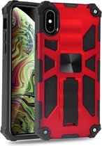 Voor iPhone X / XS schokbestendige TPU + pc magnetische beschermhoes met houder (rood)