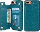 Voor iPhone 6 Plus / 6s Plus / 7 Plus / 8 Plus POLA TPU + PC-beplating Volledige dekking Beschermhoes met houder & kaartsleuven en fotolijst (groen)