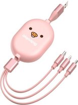 8-pins + micro-USB + Type-C / USB-C-interface 3 in 1 telescopische opslaggegevenskabel (schattig roze)