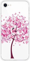 Voor iPhone SE (2020) schokbestendig geverfd transparant TPU beschermhoes (vlinderboom)